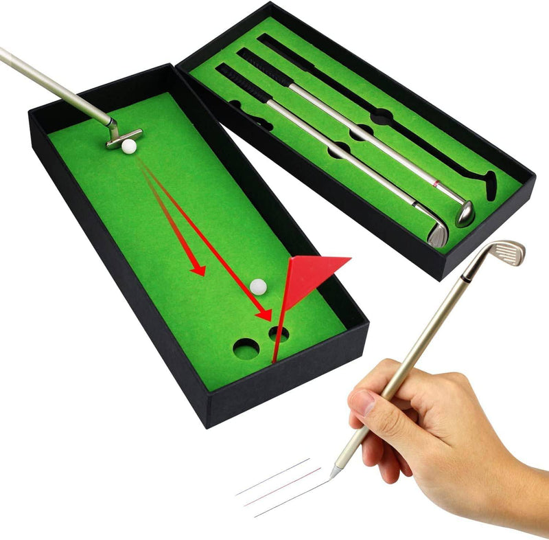 KOFULL Golf Gifts for Men Women Golf Pen Gift Set Novelty Mini Desktop Golf Model Club Pens Toys Souvenir Tour Novelty - Golf Gift