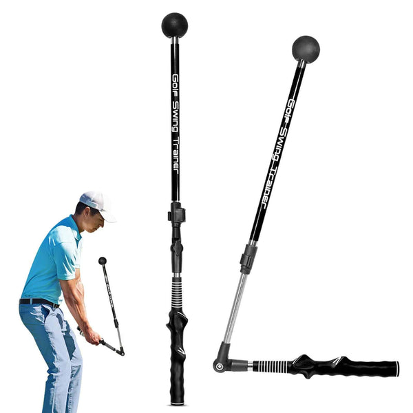 Golf Swing Trainer Aid Adjustable Golf Alignment Stick, Golf Trainer Aid Foldable Golf Aids Swing Trainer, Swing Trainer Golf Forearm Rotation Golf Training Aid For Beginner Professional (Black Right) - Golf Gift