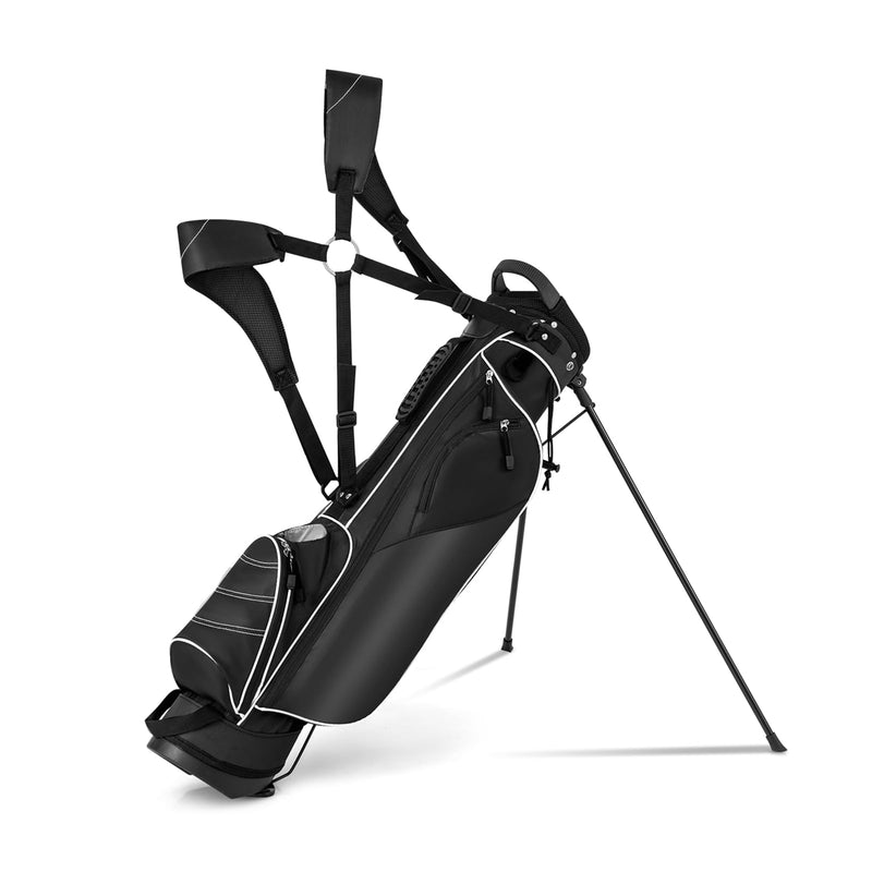 COSTWAY Golf Stand Bag, Lightweight Golf Cart Bags with 4 Way Dividers, Adjustable Dual Straps and 4 Pockets, Easy Carry (Black) - Golf Gift