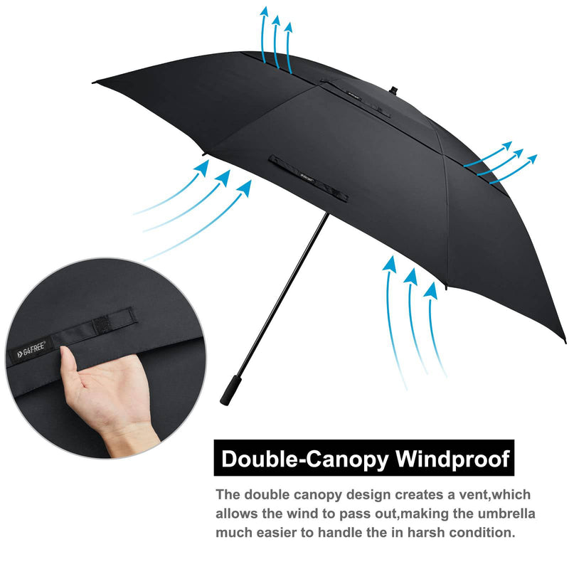 G4Free 55/63/69/72/80 Inch Golf Umbrella Windproof Double Canopy Extra Large Oversize Automatic Open Waterproof Umbrellas - Golf Gift