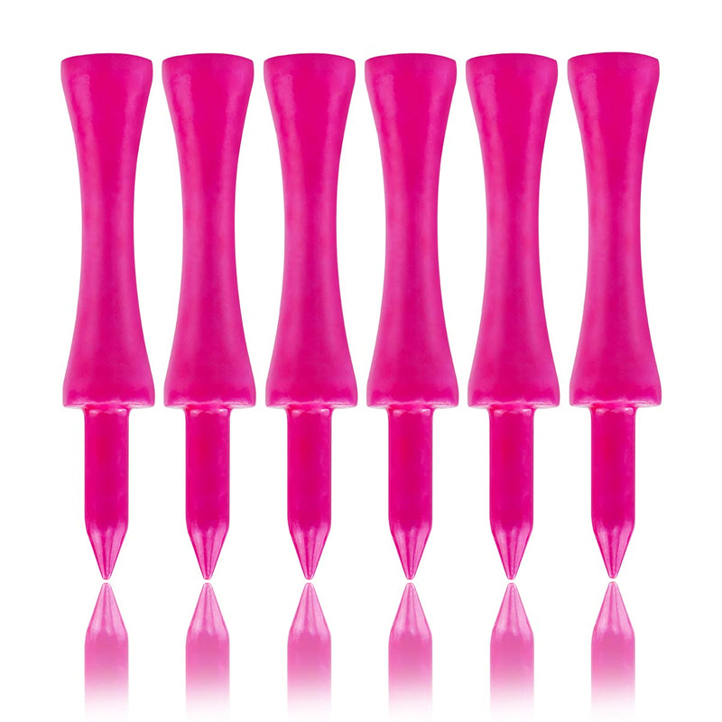 LIKOSO Bamboo Golf Tees Pink 60MM Pack of 100 Non Plastic Long Castle Golf Tees Biodegradable Sustainable - Golf Gift