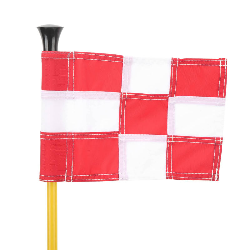 Fiberglass Golf Flag Stick Set Small and Convenient, Sturdy Flagpole, Easy Drainage for Home or Practice Greens with Tear Resistant Flagfor Kids or Juniors (White Red Grid) - Golf Gift