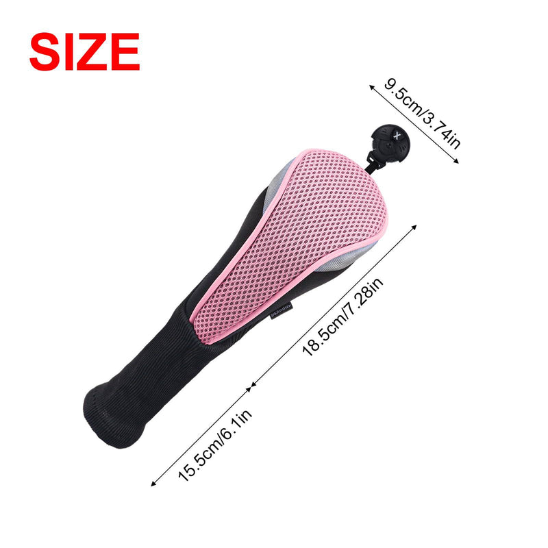 Andux 3pcs/Pack Long Neck Golf Hybrid Club Head Covers Dial No. Tag CTMT-02 Pink - Golf Gift