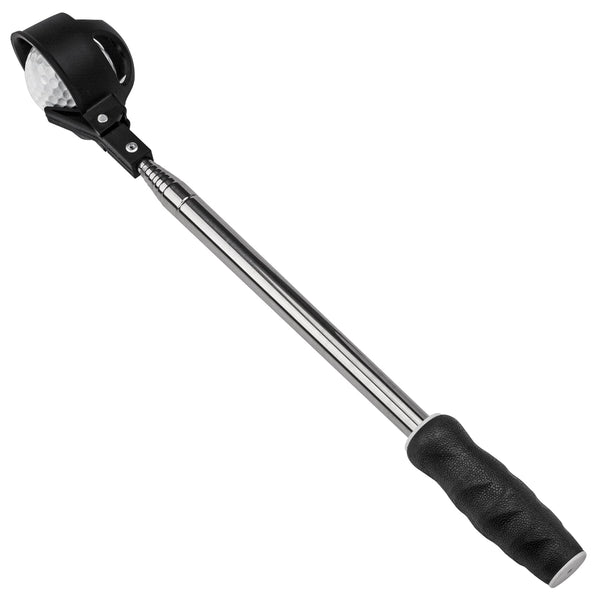 Famgee Portable Retractable Stainless Steel Golf Ball Retriever Telescopic Scoop Saver Pick Up Automatic Locking Shaft Tool Extended Length 9 Ft - Golf Gift