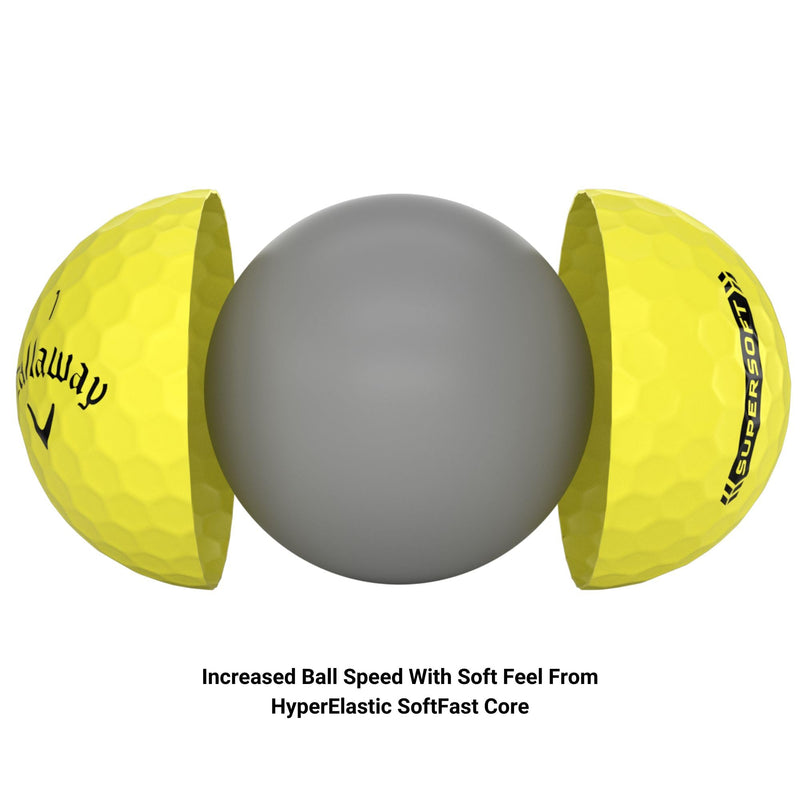 Callaway Golf Supersoft Golf Ball 2023 Yellow Hybrid, One Dozen - Golf Gift