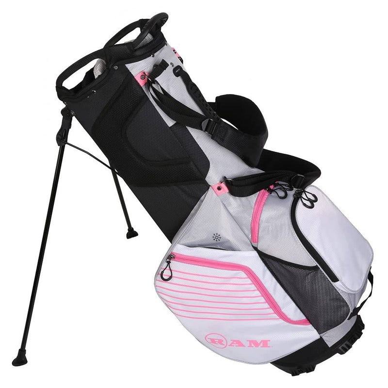 Ram Ladies FX 14 Way Divider Stand Carry Bag, Grey/White/Pink - Golf Gift