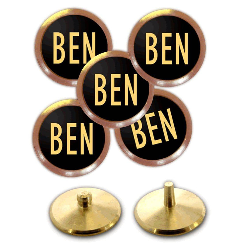 Personalised Golf Ball Markers (Gold on Black) - Golf Gift