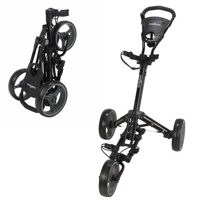 Caddymatic Golf X-Lite One-Click Folding Pull/Push Golf Cart Black - Golf Gift