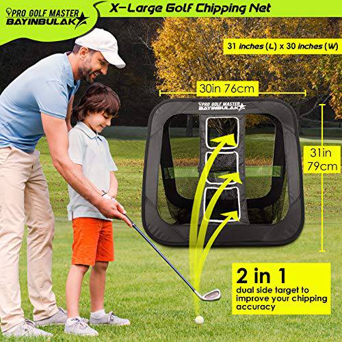 BAYINBULAK Golf Chipping Practice Net - Men Women Gift- 2 in 1- Backyard Driving Practice Artifact- Golf Swing Training Aid, 1 Pack - Golf Gift