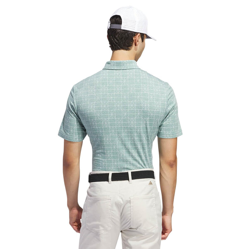 adidas Golf Mens Go to Novelty Printed Polo Shirt - Core Green - XL - Golf Gift