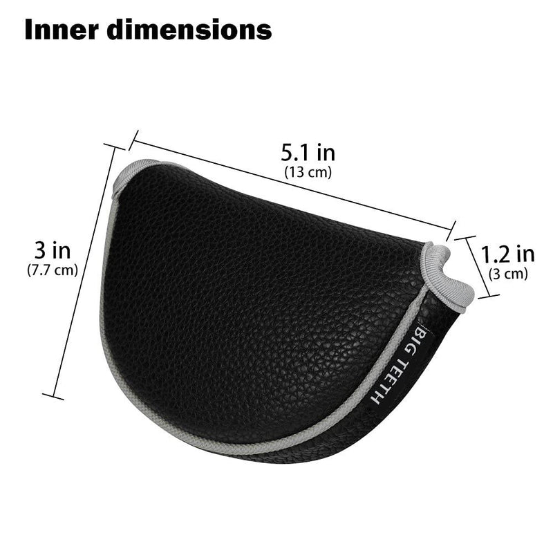 Big Teeth Golf Putter Cover Half Mallet Mini Golf Small Headcover Club Head Protector Magnetic Closure For Scotty Cameron Taylormade Odyssey Club (Black) - Golf Gift