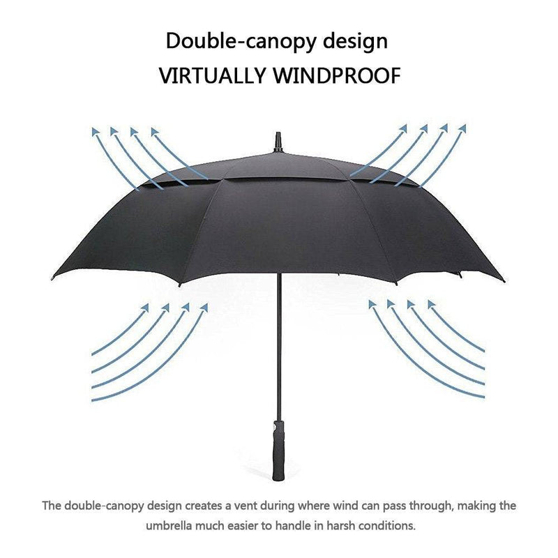 G4Free 47/54/58/62/68 Inch Automatic Open Golf Umbrella Extra Large Oversize Double Canopy Vented Windproof Waterproof Stick Umbrellas (Black, 68 inch) - Golf Gift