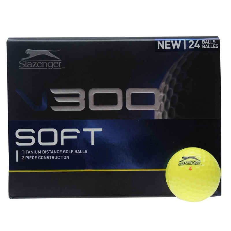 Slazenger Unisex V300 Soft 24 Pack Golf Balls Yellow One Size - Golf Gift