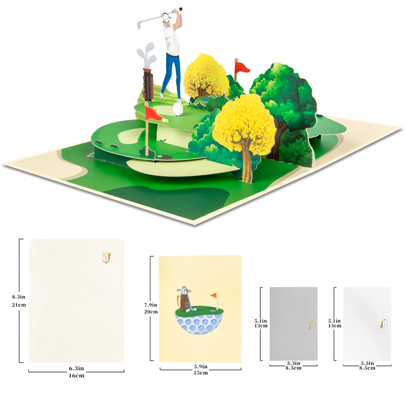 GREETING ART Golf Pop Up Card,Golf Greeting Card 3D Birthday Card For Golfers Golf Gift For Men Pop Up Golf Retirement Golf Card,Father's Day Card for Dad Male - Golf Gift