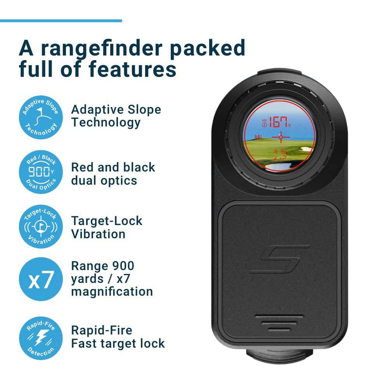 Shot Scope PRO LX Laser Rangefinder (Blue) - Target-Lock vibration - Rapid-Fire detection - Adaptive Slope Technology - Red and black dual optics - Accurate to 1 yard - Golf Gift