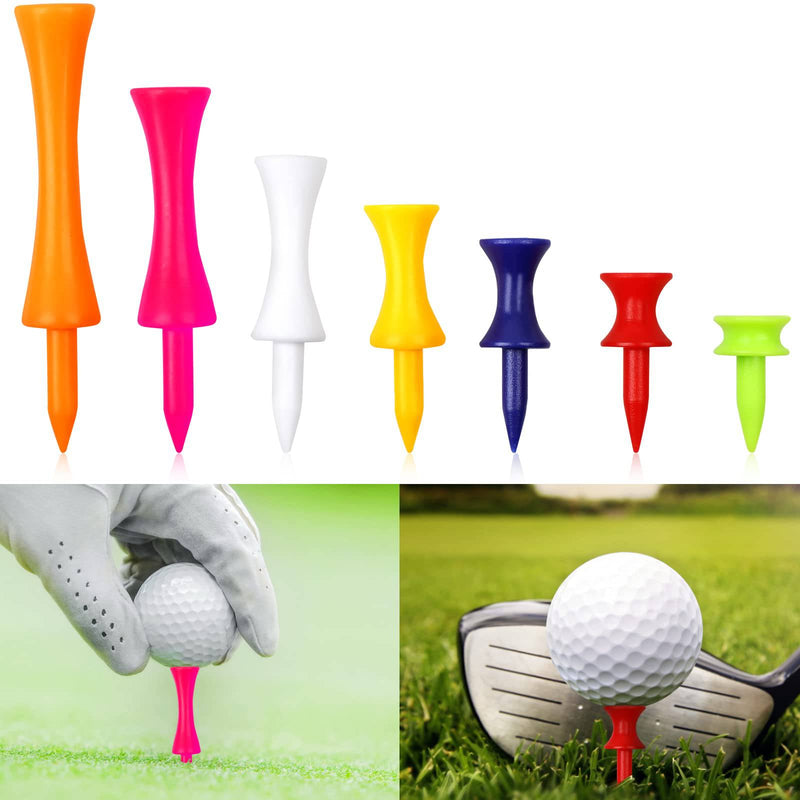 Golf Tees Plastic, 70 Pcs Mixed Sizes Castle Golf Tees, Durable Winter Golf Tees Small Castle Tees in Multiple Colors(25mm, 32mm, 39mm, 45mm, 51mm, 59mm, 70mm) - Golf Gift