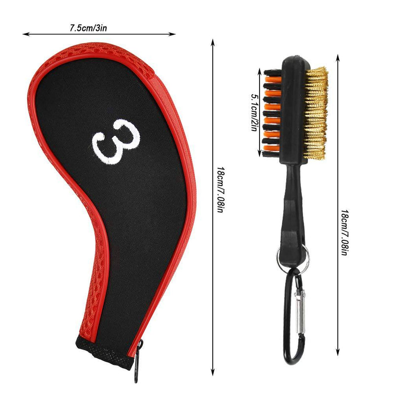 N/A 13Pcs Golf Iron Head Cover with Golf Club Brush,Number Print with Long Zipper Neck,Golf Iron Protector Wedge Headcovers,for Nike,Callaway,Taylormade,Titleist(Red), OneSize,158124 - Golf Gift