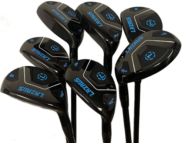 LAZRUS GOLF Premium Hybrid Golf Clubs for Men - 2,3,4,5,6,7,8,9,PW Right Hand & Left Hand Single Club, Graphite Shafts, Regular Flex (RH Set 4-PW Black) - Golf Gift