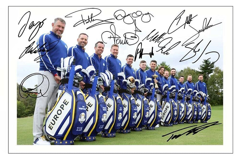 Europe 2021 Team Signed 12x8 Inch Photo Print Printed Signature Ryder Cup Golf Autograph Gift - Golf Gift