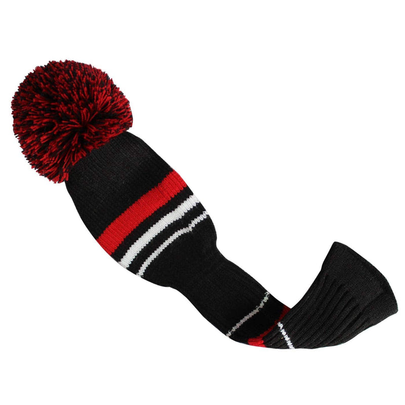 Scott Edward Knit Golf Wood HeadCovers, Set of 4, Fit Driver (460CC) Fairways hybrid/UT, Soft and Thick, Eyes-catching, Black Red White Stripes - Golf Gift