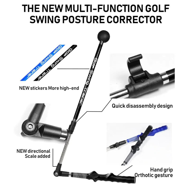 AevQuas Golf Swing Training Aid, Adjustable Golf Swing Trainers Aid Golf Alignment Stick Indoor & Outdoor Foldable Training Aids Swing Trainer Golf Forearm Rotation Training for Beginner Professional - Golf Gift