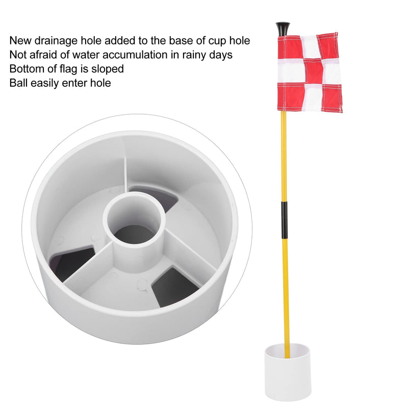 Fiberglass Golf Flag Stick Set Small and Convenient, Sturdy Flagpole, Easy Drainage for Home or Practice Greens with Tear Resistant Flagfor Kids or Juniors (White Red Grid) - Golf Gift