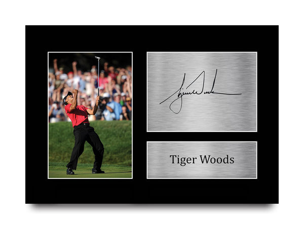 HWC Trading Tiger Woods Gift Signed A4 Printed Autograph Golf Gifts Photo Display - Golf Gift