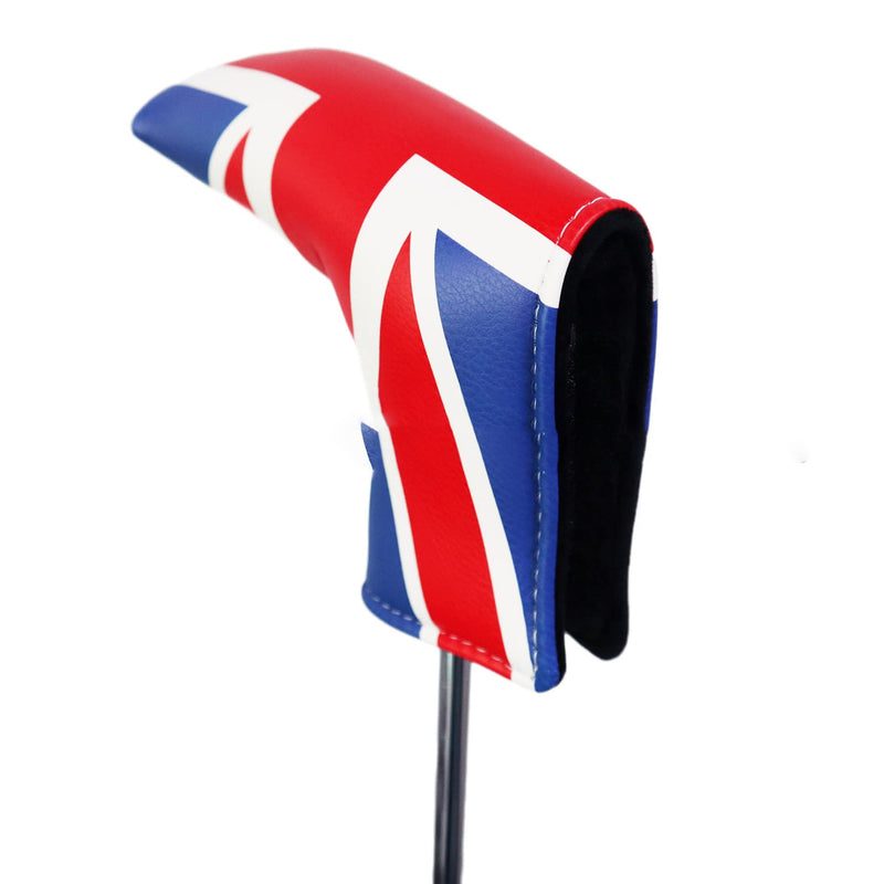 UK Flag Pattern Golf Putter Head Cover, Waterproof and Durable Leather, Thick Plush Velcro Closure, Fits Blade Putters Cute and Soft - Golf Gift