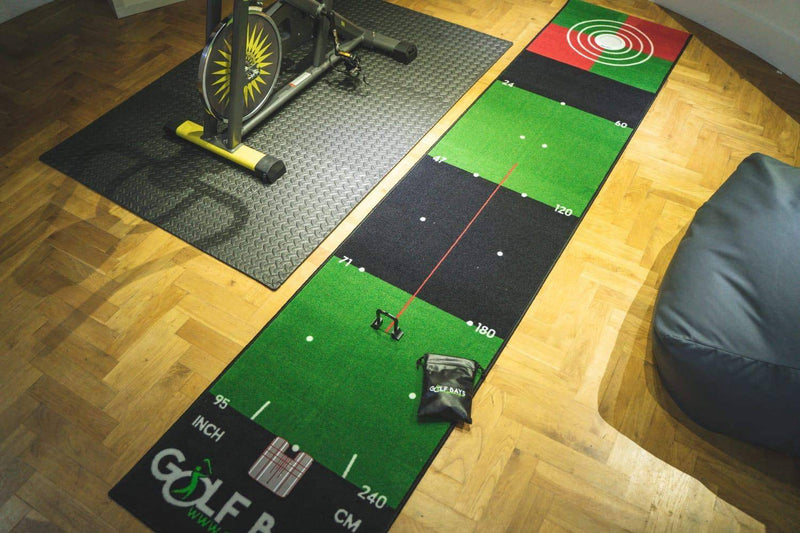 Indoor Golf Putting Mat - 4 in 1 Indoor Golf Putting Set - 8ft Putting Matt, Putting Alignment Mirror, Golf Cup & 3 Putting Gates - Great Golf Gift and the perfect Home Putting Training Aid. - Golf Gift