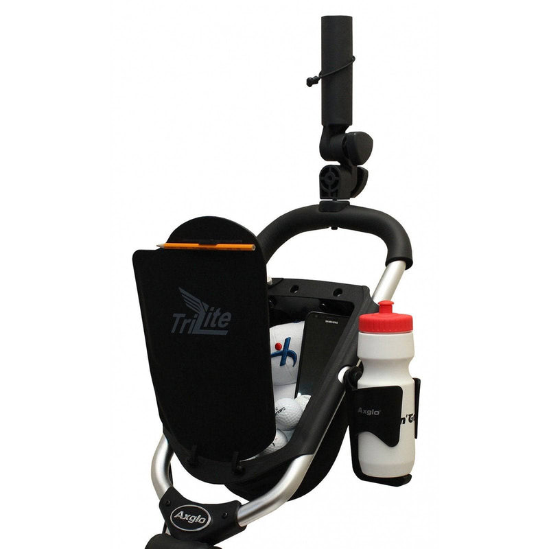 Axglo TriLite 3-Wheel Push Golf Trolley Black/Black + 2 Free Accessories - Golf Gift