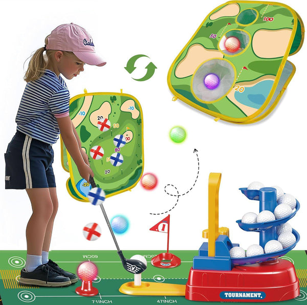 Kids Golf Set Golf Toy Set Golf Game Play Sets Outdoor Indoor Sports Toys with Balls,Holes,Garden Game for Boys Girls Children - Golf Gift