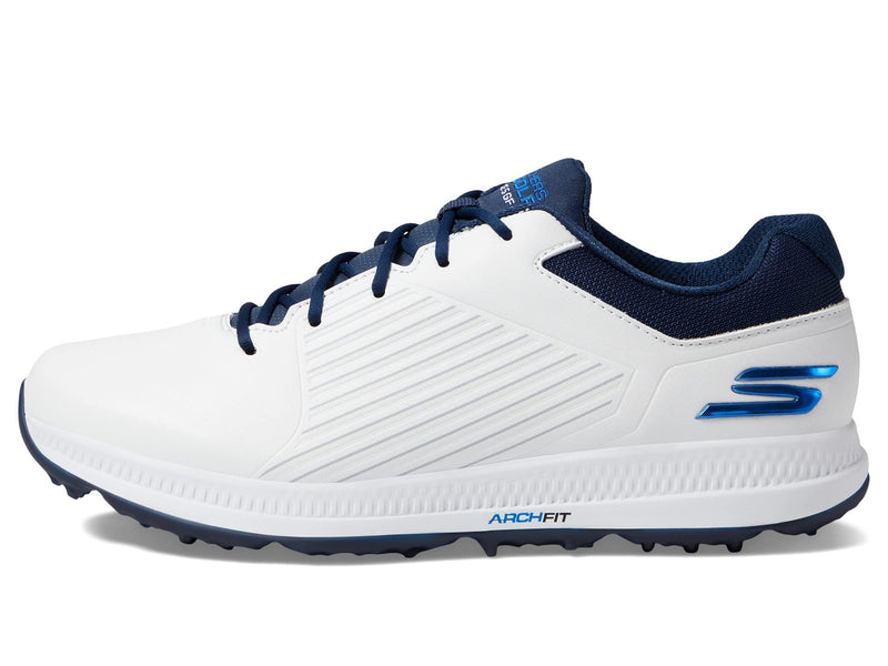 Skechers Mens Shoe-GO Golf Elite 5 GF Sneaker, White Synthetic/Navy Trim, 10 UK - Golf Gift