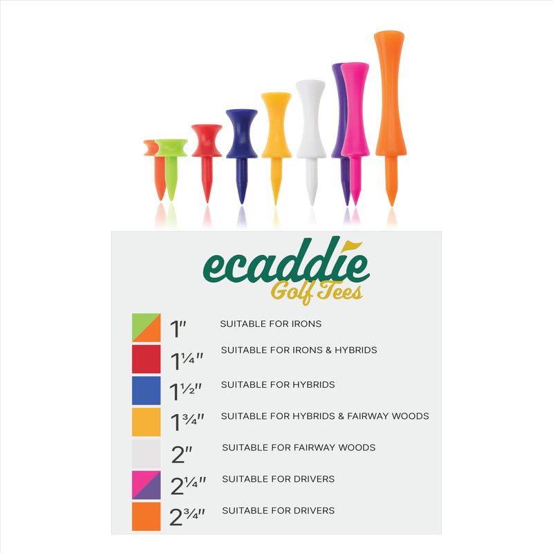 ECADDIE Yellow 45mm Plastic Castle Graduated Golf Tees (25 Pack) - Golf Gift