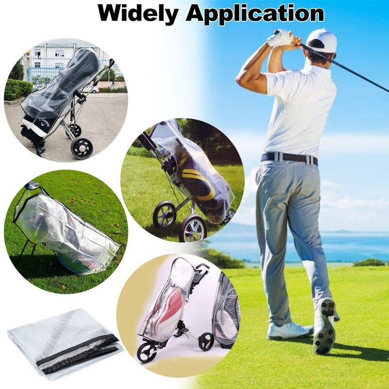 KBNIAN Golf Bag Rain Cover, PVC Trolley Rain cover Rain Hood Waterproof Windproof Translucent PVC Golf Cart Travel Bag Rain Hood Portable Golf Rain Hood for Golf Bags Push Carts - Golf Gift