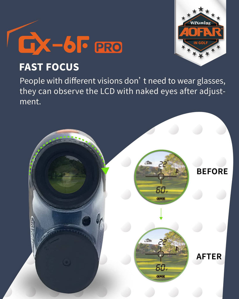 AOFAR GX-6F PRO Golf Range Finder with Slope Devices Distance Measuring Rangefinder with Continuous Scan, Flag Lock with Pulse Vibration, Legal for Competition, 600 Yards High-Precision Accurate - Golf Gift