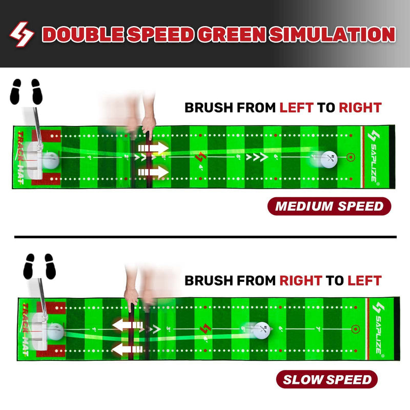 SAPLIZE Golf Putting Mat, Visible Trajectory Tracing, Multiple Training Modes, with Putting Alignment Mirror and Adjustable Green Slopes, Putting Green Matt for Indoors and Outdoors - Golf Gift