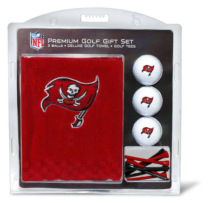 TEAM GOLF NFL Tampa Bay Buccaneers Gift Set: Embroidered Golf Towel, 3 Golf Balls, and 14 Golf Tees 2-3/4" Regulation, Tri-Fold Towel 16" x 22" & 100% Cotton - Golf Gift