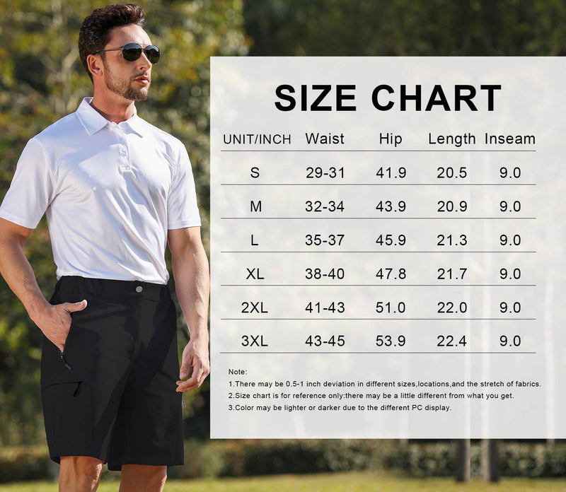 iCKER Men’s Golf Shorts Cargo Shorts Casual Printed Outdoor Quick Dry Shorts UPF 50+ Lightweight Shorts with Multi-Pockets,Black GL023,3XL - Golf Gift