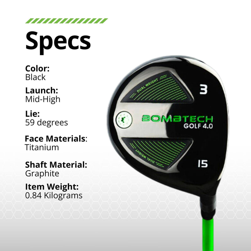 BombTech Golf - 4.0 Driver and 3 Wood Bundle - Premium Golf Wood Set for Men - Easy to Hit Off Tee - Max Forgiveness and Accuracy (9 Stiff) - Golf Gift