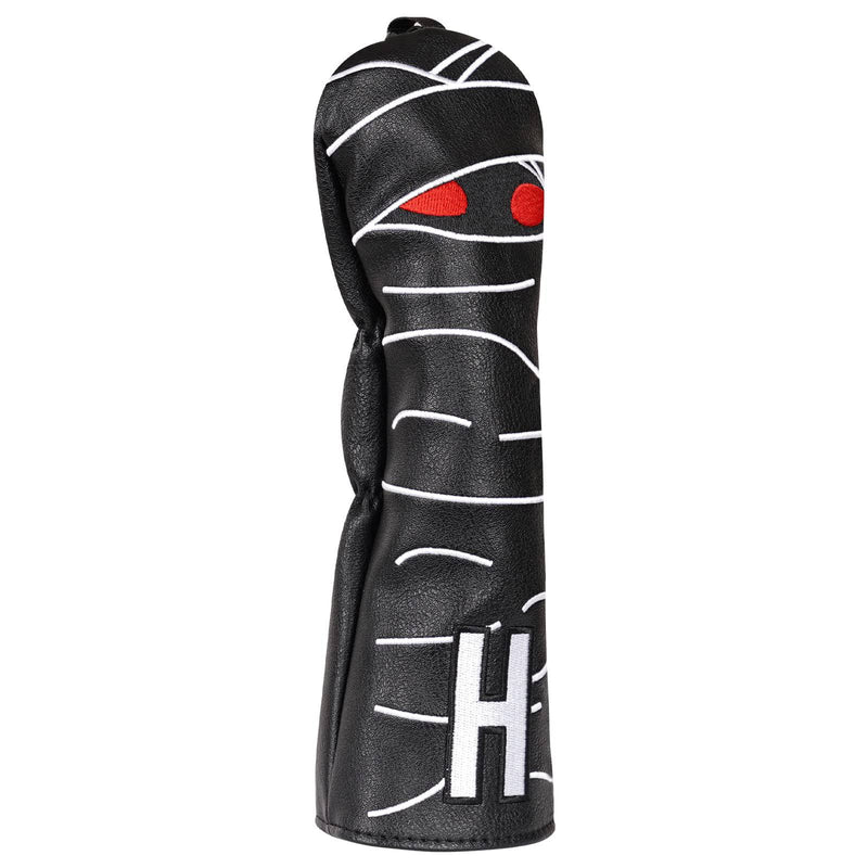 Golf Club Head covers Hybrid Utility Rescue with Interchangeable Number Tag 23456 UT Black PU Leather Mummy Design Elastic Closure - Golf Gift