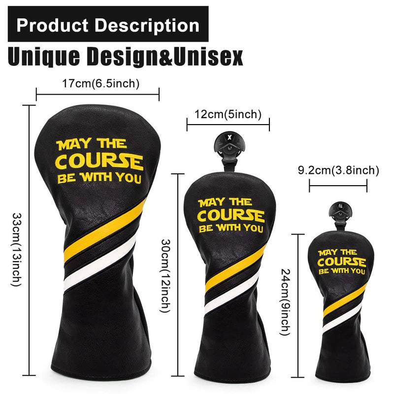 Golf Club Head Cover May The Course Be with You (3pcs(DR+FW+UT)) - Golf Gift