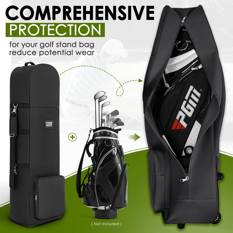 DAREKUKU Outdoors Golf Travel Bag - Heavy Duty 900D Oxford, Detachable Shoulder Straps and Upgraded Rubber Wheels, Soft-Sided Golf Club Travel Cover to Protect Clubs - Golf Gift