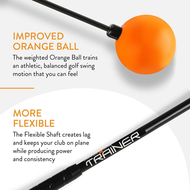 Orange Whip Full-Sized Golf Swing Trainer Aid - for Improved Rhythm, Flexibility, Balance, Tempo, and Strength |Black/Orange|47" - Golf Gift