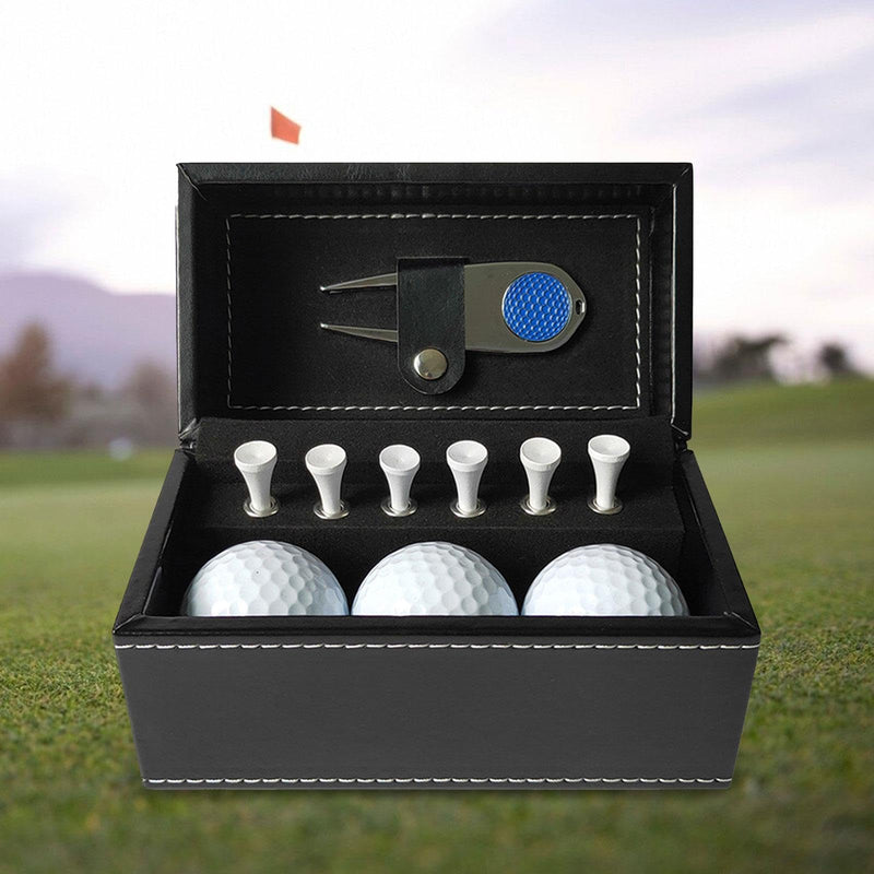 harayaa Golf Ball and Tee Gift Set 6 Golf Tees with PU Case Golf Accessories Set Golf Gift for Men 3Pcs Golf Balls for Him Green Dad, Blue Divot Tool - Golf Gift