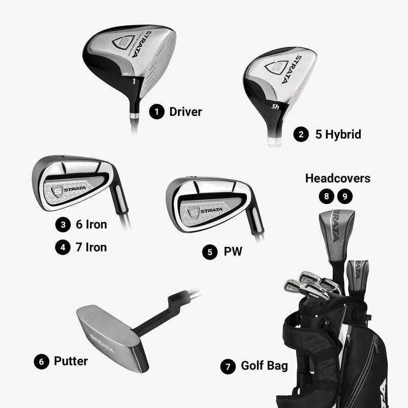 Callaway Golf Strata Intro Complete 9 Piece Set (Regular Flex, Right Hand, Steel), Gray - Golf Gift