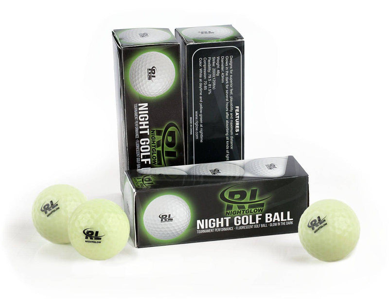 R&L Glow Golf Balls for Night Sports - Tournament Fluorescent Glowing in The Dark Golf Ball - Long Lasting Bright Luminous Balls Rechargeable with UV Flashlight - Included (6 Pack) - Golf Gift