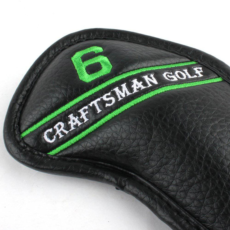 12pcs Black Synthetic Leather Golf Iron Head Covers Set Headcover with Colorful Number Embroideried,easily get the needed iron For Callaway, Ping, Taylormade, Cobra - Golf Gift