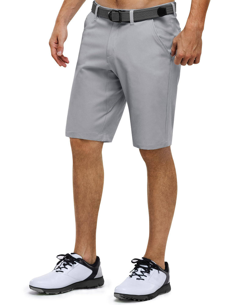 33,000ft Men's Golf Shorts Dry Fit, 11" Lightweight Quick Dry Golf Stretch Bermuda Shorts Performance Casual Shorts with Pockets for Golf Travelling and Wroking, Silver Grey 34W - Golf Gift