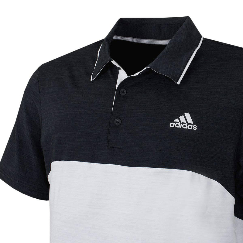 adidas Ultimate 365 Heather Blocked Polo - Black Heather/Grey One Heather, X-Large - Golf Gift