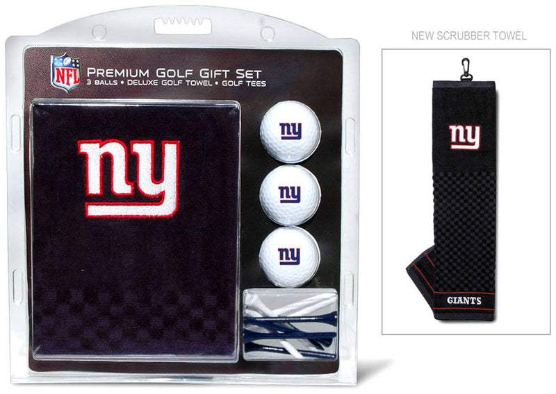 TEAM GOLF NFL New York Giants Gift Set: Embroidered Golf Towel, 3 Golf Balls, and 14 Golf Tees 2-3/4" Regulation, Tri-Fold Towel 16" x 22" & 100% Cotton - Golf Gift